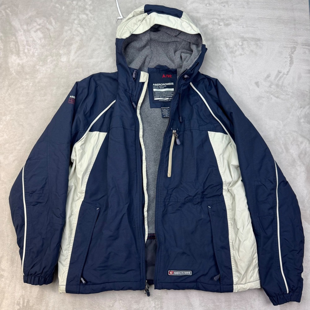 Vintage Abercrombie & Fitch A/92 Hooded Ski Jacket Mens XL Fleece Lined Y2K